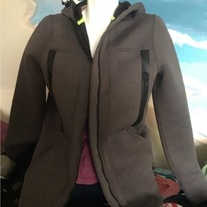 Industry petite small zipper jacket w/ flaws, grey.